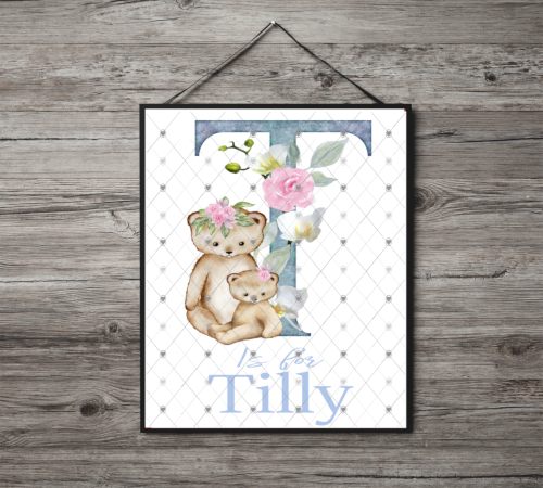 Animal Initial Name Print, Letter T Custom Print, Letter T - Click Image to Close